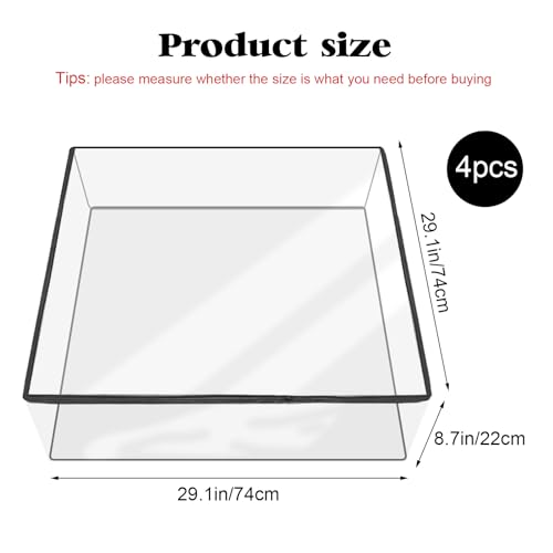 HFYZZ 4 Pcs Plastic Sofa Seat Cushion Covers - Clear PVC Waterproof Couch Slipcover Against Cat Dog Clawing Scratching, 28...