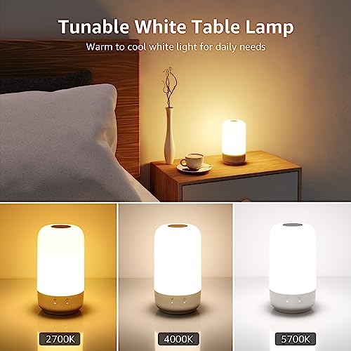 Lepro Table Lamp, Color Changing LED Touch Lamp for Bedroom, RGB and Tunable White 2700K-5700K, 350lm, Dimmable Bedside Nu...
