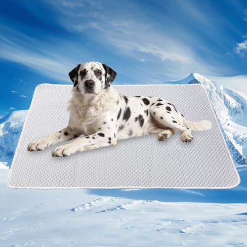 GooCare Dog Cooling Mat XL 60"x40" for Giant Dogs, Q-Max>0.4 Ice-Silk Fabric, Thick & Non-Slip, Washable & Waterproof, Por...