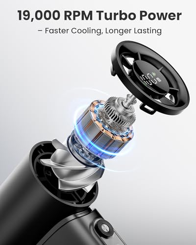 Koonie 19000 RPM High Speed Portable Handheld,100 Speeds Mini Turbo, 3600mAh, 12H Max Cooling Time, Digital Display, 5" He...