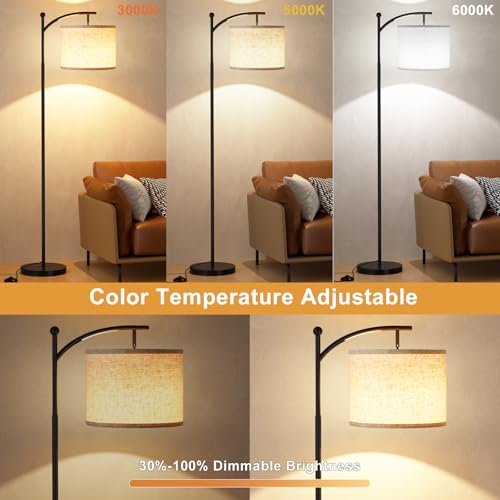 Ambimall 60" Floor Lamp with Remote Control and Stepless Dimmable Bulb, Colors Temperature & Brightness Adjustable, Modern...