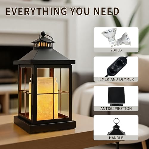 Candle Warmer Lamp with Timer,Lantern Warmer Compatible with 3 Wick Candles,Vintage Dimmable Lamp Candle Warmer Lantern De...