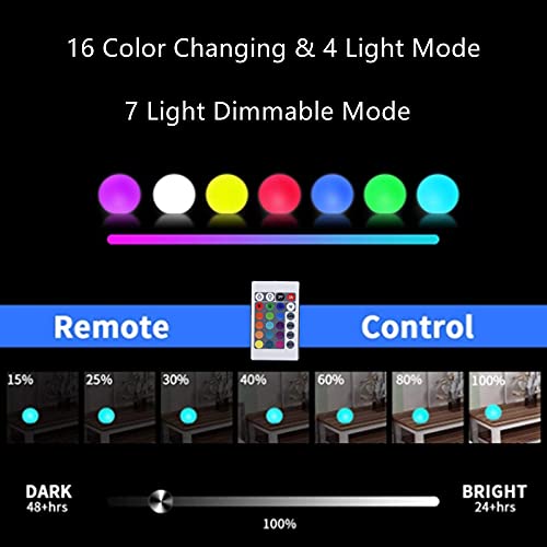Hathdia 6-Inch LED Ball Light, Multi-Color Rechargeable Night Lights Waterproof Dimmable Mood Lamp with Remote for Home Ga...