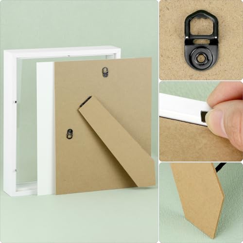 QWORK 8 x 10in Shadow Box Picture Frames - MDF Wood with Acrylic Front, 3 Pack Square Shadow Boxes Display Cases for Photo...