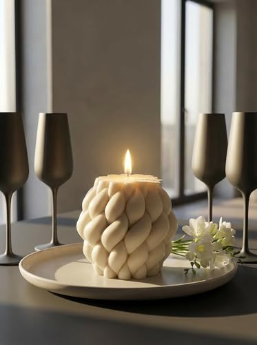 Hyznengu Knot Ball Soy Wax Candle- Large Handmade Pillar Scented Elegant Bubble Aesthetic Candle, Housewarming Wedding Bir...