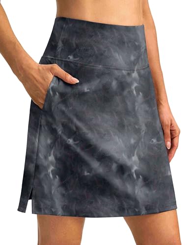SANTINY 18" Skorts for Women 3 Pockets High Waist Long Athletic Tennis Skirt Golf Skort for Casual Summer Travel