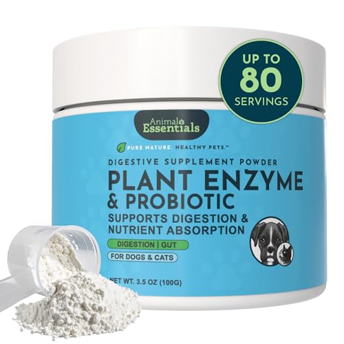 Animal Essentials Plant Enzyme & Probiotics - Probiotics & Digestive Enzymes for Dogs & Cats, Natural Daily Gut & Digestio...