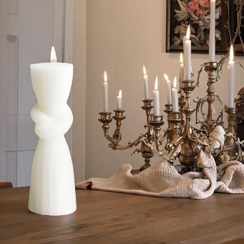 6 Pcs Pillar Candles Modern Aesthetic Ribbed Decorative Candle Set Cute Soy Wax Scented Ribbed Decor for Home (Style1)