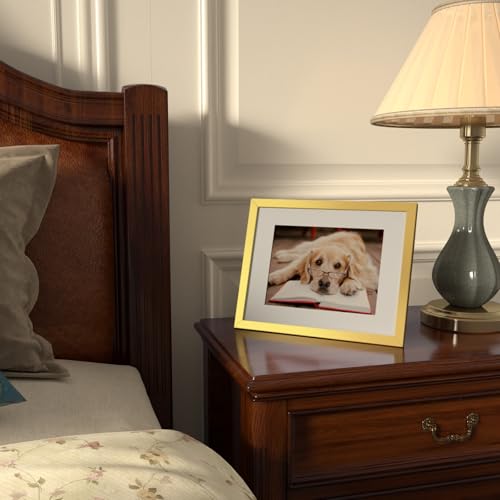 HappyHapi 8.5x11 Picture Frame, Gold Picture Frames Display Photos 6x8 with Mat or 8.5x11 Without, Plastic Frame for Wall...