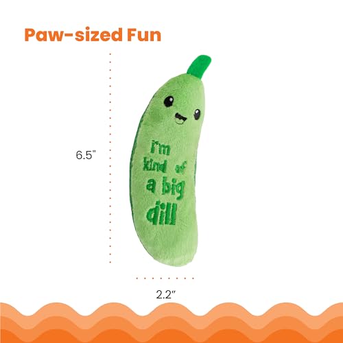 Catstages Crunchy Pickle Kicker Cat Toy – Plush Crinkle Toy with Catnip and Dental Mesh, 6.5"
