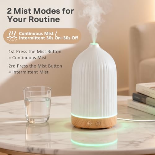 Specvoko 100ML Essential Oil Diffuser, Ultrasonic Cool Mist Aromatherapy Diffuser with Timer & 8-Color LED Light, Continuo...