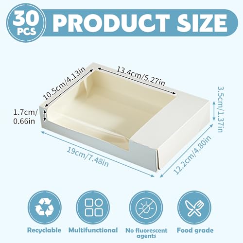 DTFMZOV 30 Pack Macaron Boxes with Clear Window, 7.5x4.8x1.4 Inch Small Truffle Boxes, Folding Cookie Boxes for Packaging ...
