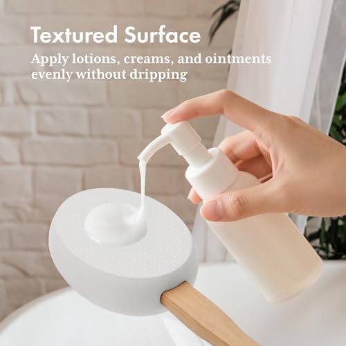 AmazerBath Lotion Applicator for Back, Feet, 4 Replacement Pads with 17" Curved Handle, Back Sunscreen Applicator for Kid...