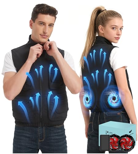 Lvkakmox Cooling Vest Jacket with 2 Fans - Men and Women 21V Air Conditioner Vests, With 20000mAh Battery