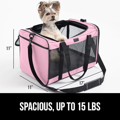 GORILLA GRIP Cat Carrier Travel Bag Up to 15 Lbs, Soft Collapsible Small Dog Carriers, Top and Side Entry Breathable Mesh,...
