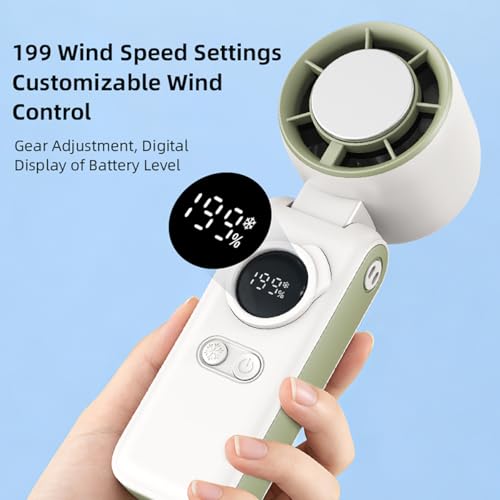 Portable Handheld Turbo Fan with Semiconductor Cooling - 6000mAh Rechargeable 3-in-1 Mini Fans (Hand/Neck/Desk),199 Speed/...
