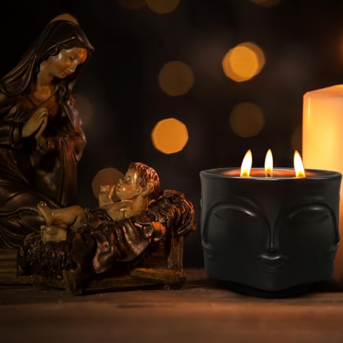 Strong Eucalyptus & Rosemary 3 Wick Black Large Candle, 20oz, Ceramic, Outdoor Scented Candles, 100% Soy, for Home Scente...