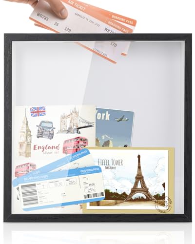 Adventure Archive Box, 12 x 12 Inch Travel Box for Memories, Travel Shadow Box Frame with Slot, Adventure Box, Keepsake Di...