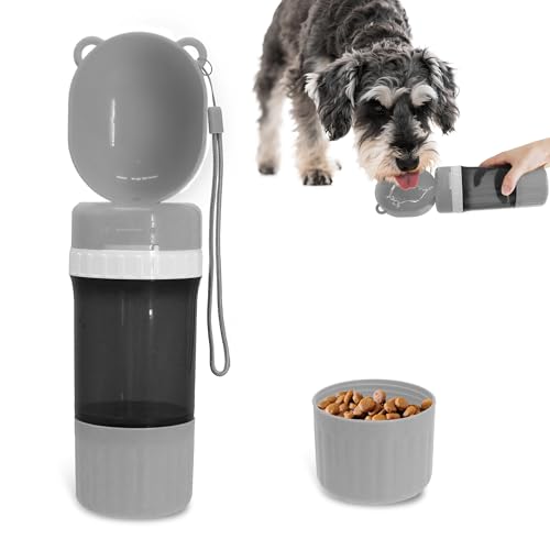 PawSailor 2-in-1 Pet Travel Water Bottle & Food Container - 14 oz Water + 6 oz Food Dispenser, Leak-Proof Portable Dog Wat...