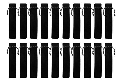 HORNO 20 PCS Velvet Drawstring Pen Pouch Sleeve Holder Single Pen Bag Case Pencil Bag(Black)