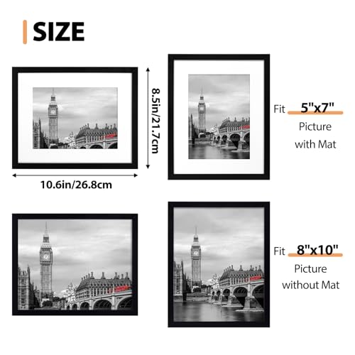 Fixwal 8x10 Picture Frame Set of 6 with Shatter Resistant Plastic Glass, Thin Border and Light Weight Photo Frames for Wal...