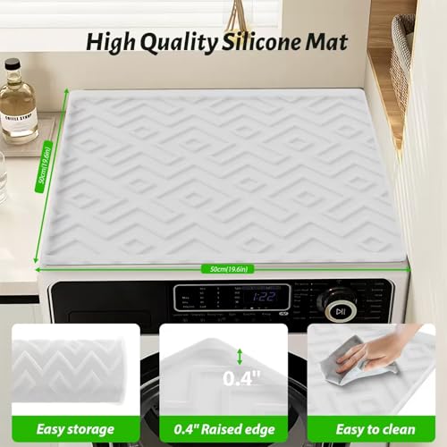 Mini Fridge Silicone Mat - 19.7"x19.7"x0.5" Non-Slip, Spill-Proof, Drip Prevention | Ideal for Refrigerators, Washing Mach...