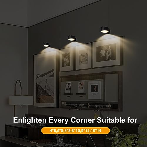 3-Pack Battery Operated Picture Light Magnetic Painting Light with 3 Lighting Modes,Remote and Dimmable Timer Art Display ...