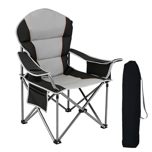 NEWBULIG Oversized Folding Camp Chair for Adults, 500 LBS Heavy Duty Support, Portable Outdoor Collapsible Chairs, with Cu...