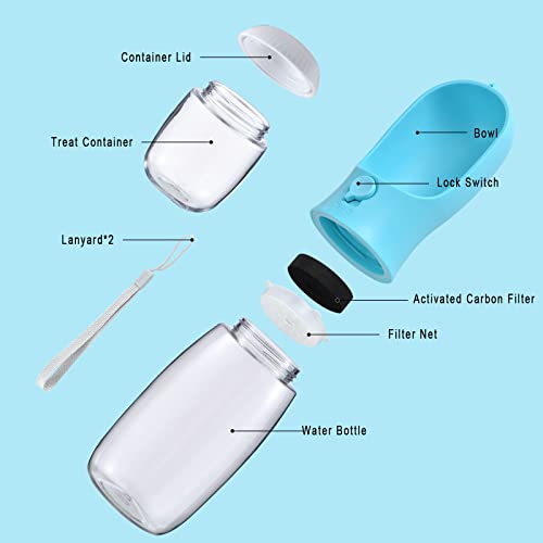 Cibaabo Dog Water Bottle with Food Container, Travel Puppy Water Bowl, Portable Pet Dispenser, Dog Stuff Accessories Item...
