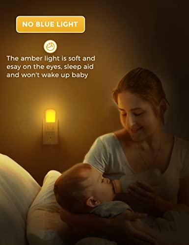 L LOHAS LED Amber Night Light, Dimmable Plug in Yellow Night Light with Dusk to Dawn Sensor, Kids Night Lights for Bedroo...