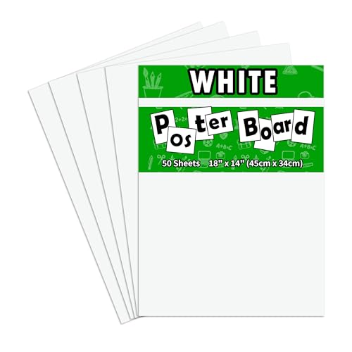 pmybupo 50Pcs White Poster Board,14inx18in White Poster Paper Blank Graphic Display Board Poster Board Bulk for School Art...