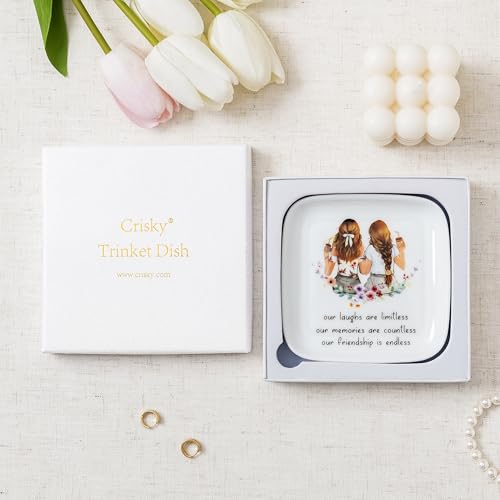 Crisky Best Friend Birthday Gifts for Women, Friendship Gifts for Women, Trinket Ring Dish Jewelry Tray for Friend Her Sis...