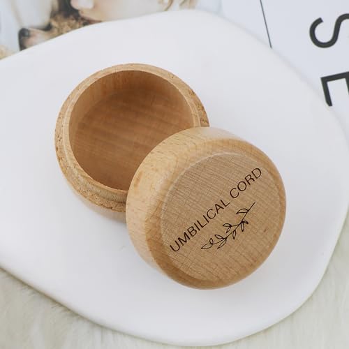 Thootyriaf Modern Wooden Baby Umbilical Cord Memorial Box (Umbilical Cord Box) - Newborn, Christening - 2" x 2" x 1.4" - S...