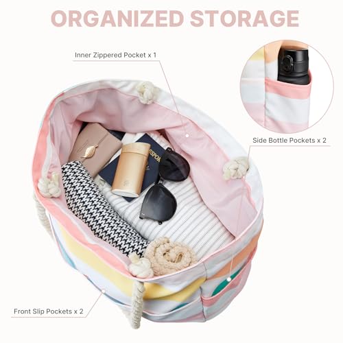 G4Free Canvas Beach Bag Waterproof Sandproof Large Beach Tote Bags for Women Pool Swim Travel Grocery