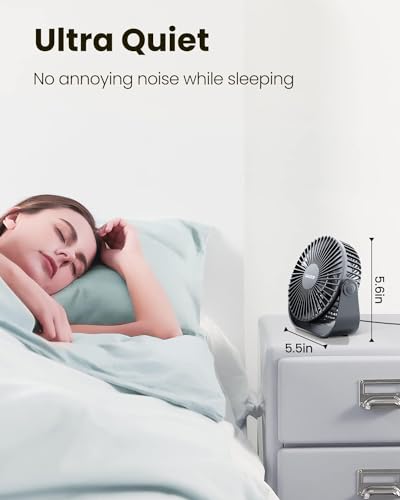 Gaiatop USB Desk Fan, 3 Speeds Strong Airflow, 5.5 Inch Portable 90° Rotate Quiet Cooling, Small Personal Table Fans for B...