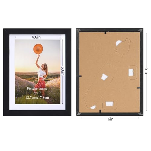Lyeasw 5x7 Picture Frame Black Set of 15, Display Pictures 6x8 without Mat or 5x7 with Mat, Multi Photo Frames for Wall or...