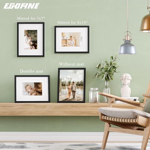 Egofine 11x14 Picture Frame Black - Photo Frame Made of Solid Wood Covered by Plexiglass for Table Top Display Pictures 5x...