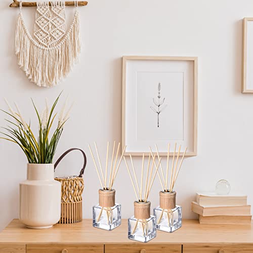 Roshtia 4 Set Reed Diffuser Bottle Empty Refillable Fragrance Glass Diffuser Bottles with Wooden Caps Rattan Sticks 50ml ...