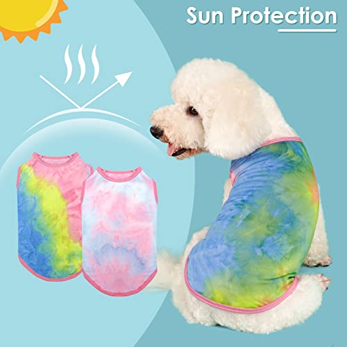cyeollo 2 Pack Dog Shirts for Dogs Tie Dye Sun Protection Dog T Shirt Stretchy Lightweight Tank Top Vest Sleeveless Breath...