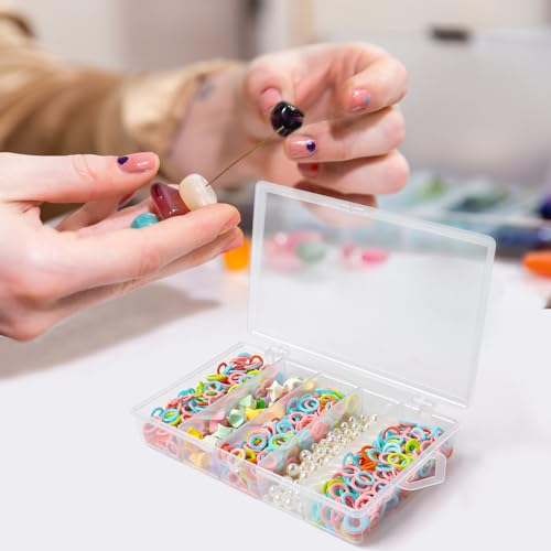 SBYURE 2 Pack 5 Grid Clear Plastic Fishing Tackle Storage Box Jewelry Making Findings Organizer Box Container Case Utility...