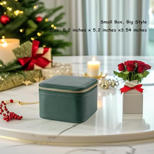 VLANDO Travel Jewelry Box Organizer – Portable PU Leather Jewelry Case with 6/8/12 Zippered Pouches, Compact Storage for E...