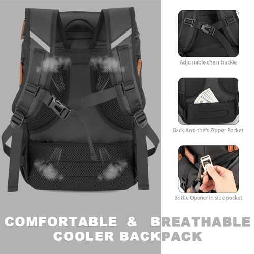 BAGPARKK Insulated Cooler Backpack,33/45 Cans Multifunctional Double Deck Leakproof Cooler Bag with Sternum Strap,Large Ca...