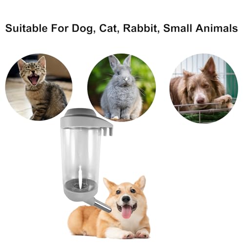 DEEUCHIS Dog Crate Water Bottle - 17 oz No Drip Kennel Pet Water Dispenser, Easy-to-Use Cage Water Bottle for Dogs, Cats, ...