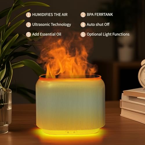 LIFFY Essential Oil Diffuser - Fireplace Fire Flame Aromatherapy Diffuser, Mist Humidifier with Multi-Color LED Lights, fo...
