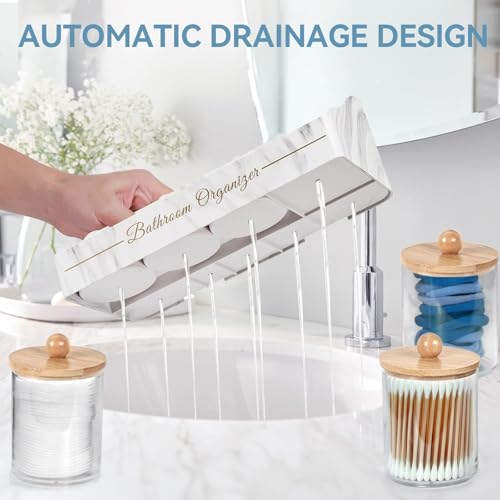 Tucao Toothbrush Holders, Toothbrush Holders for Bathroom with 6 Large Capacity Storage Slots & 3 Qtip Holders - Sturdy fo...