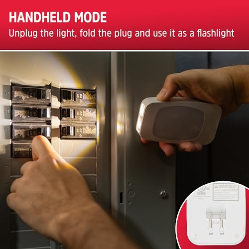Energizer 4-in-1 LED Power Failure Night Light, 1 Pack, Plug-in, Light Sensing, Auto On/Off, Foldable Plug, Soft White, Em...