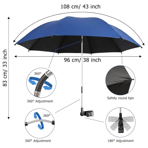 MakeBloom 2 Pack Portable Folding Camping Chairs with Adjustable Umbrella, Outdoor Canopy Chairs with Cup Holder, Lightwei...