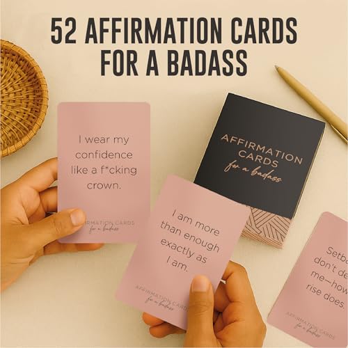 52 Badass Affirmation Cards for Women - Inspirational Gift for Her, Birthday Gifts for Women, Best Friend, Bestie, Self Ca...