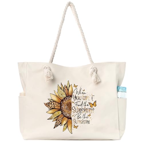Apxouans Beach Bags for Women Large Waterproof Beach Travel Tote Bags Sandproof Swim Pool Bag Canvas Zipper Big Tote