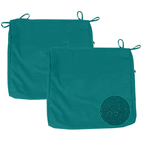 Leeymoo Patio Seat Cushion Covers, Water Repellent Patio Cushion Replacement Covers-Only Covers (18"x18"x2" 2 Pack Peacock...